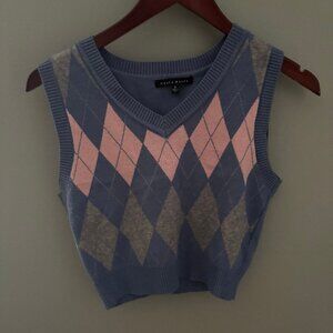 Haute Monde Sweater Shell Pink and Blue Argyle